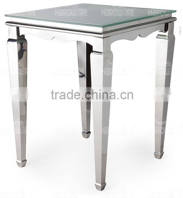 glass saquare banquet table for wedding , wholesale stainless steel dining table