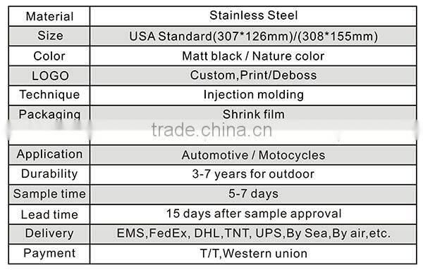 Hot sale Car License Plate American standard Nature color Stainless steel Embossed Blank License Plate ,Metal Car number plate