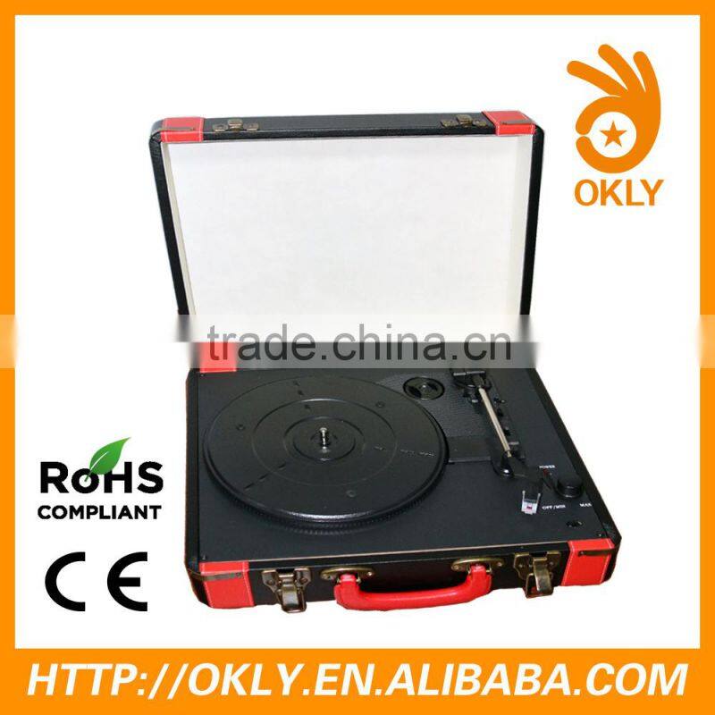 3.5mm headphone jack vintage vinyl turntable record player with Aux in