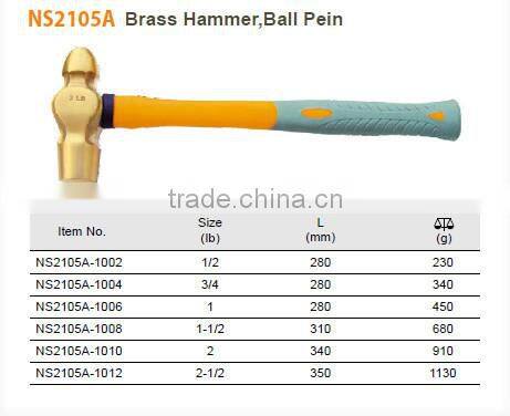 GS standard Plastic Handle Brass Ball Pein Hammer