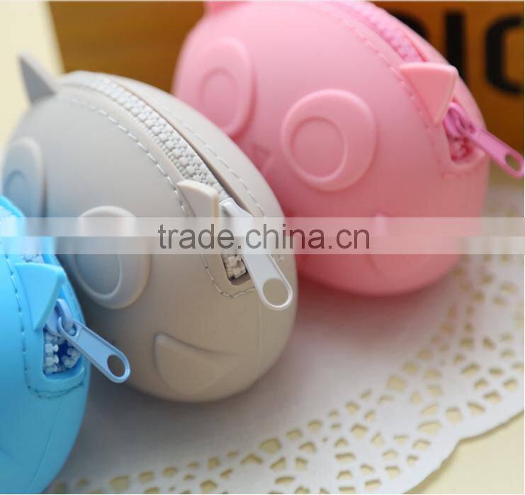 2015 Factory direct owl shape silicone rubber zipper coin money pochi pouch purse