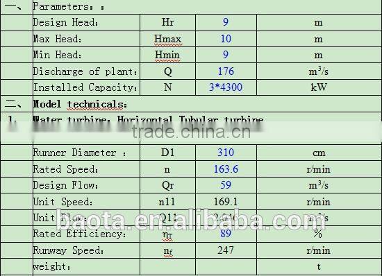 High efficiency water turbina /2600kw Tubular turbine/Hydropower plant