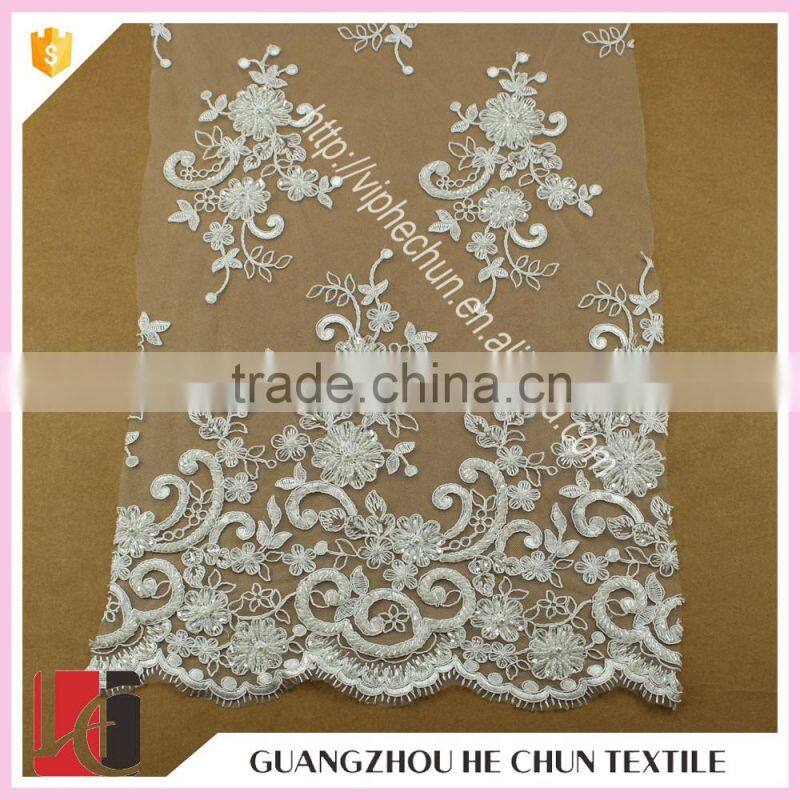 HC-5813-1 Hechun 15 Yards Sale 3D Crochet Design Ivory Migerian Bridal Lace Fabric