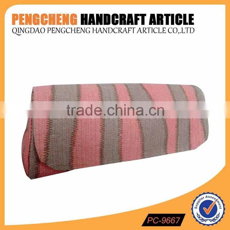 Party small bag paper straw and polyester material stripe women clutch bag