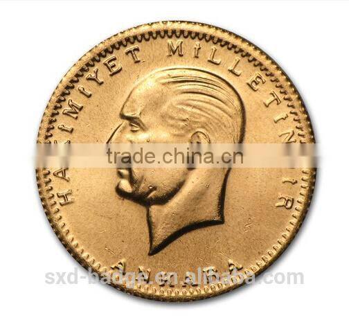 Replica Commemorative gold coin collection 1 oz Turkey fake gold bullion 100 Kurush Ataturk With Thick Gold Plated