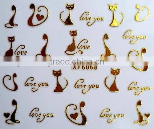 12Designs Golden Nail Art Water Decal Sticker Transfer Stickers (XF6061-6072)HN1810