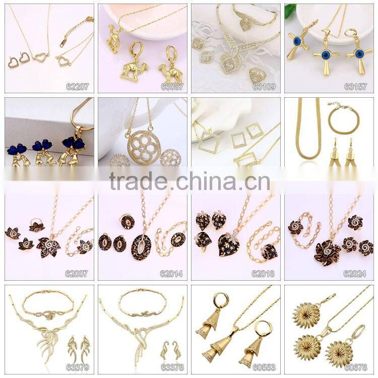 New fashion jewelry set, gold plated earring and pendant necklace costume jewellery, sweet heart jewellery sets
