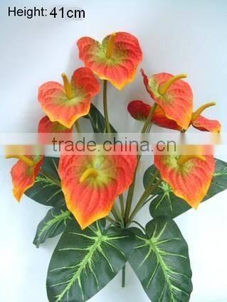 H41cm Red Silk Garden Flowers Artificial Anthurium Plant