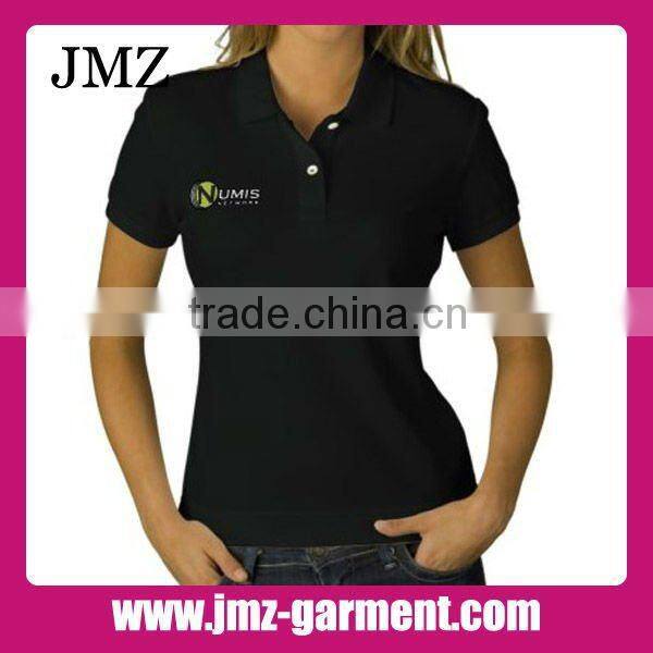 Polyester cotton womens polo shirt collar design