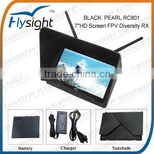 C334 Flysight Upgrade 7'' FPV Monitor Black Pearl RC801 with Built-in 5.8g Wireless AV Receiver No Blue Screen for RC Drone UAV