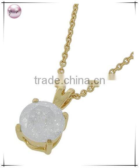 Gold Tone Lt. Pink Cubic ZirconiaPendant Necklace