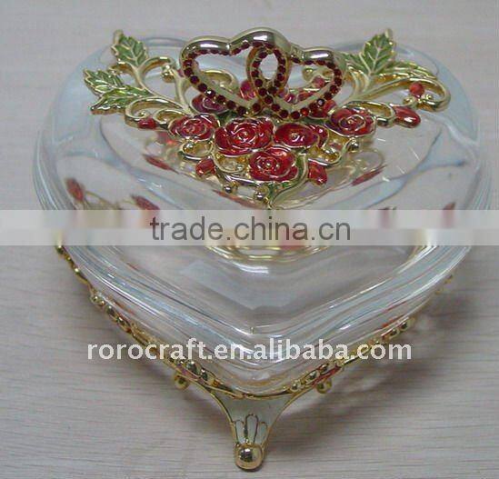 heart shape pewter and crystal Sell jewel box wedding gift promotional gift home decoration