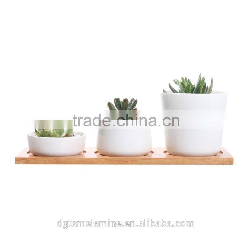 white melamine & ceramic circular flower pot