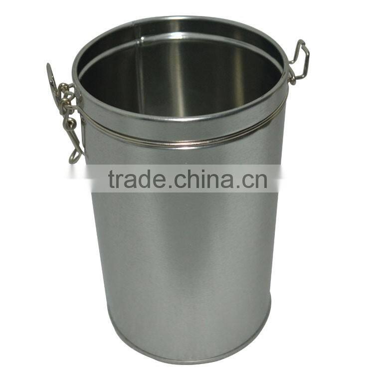 2016 hot sale beautifu design coffee tin can/metal tea tin can with plastic cover wholesale/round coffee tea tin can