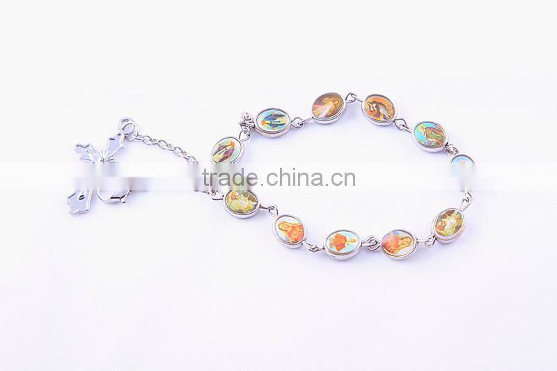 Rosary beads with saint medals