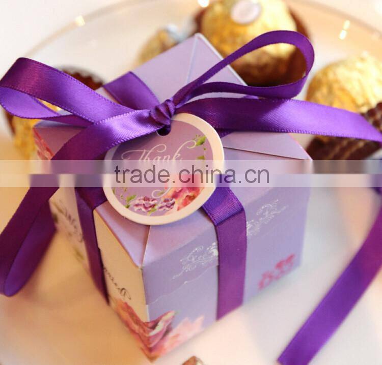 Hot sale Wedding Paper Favor Box Pink Wedding Paper Favor Box Ribbon Wedding Paper Favor Box