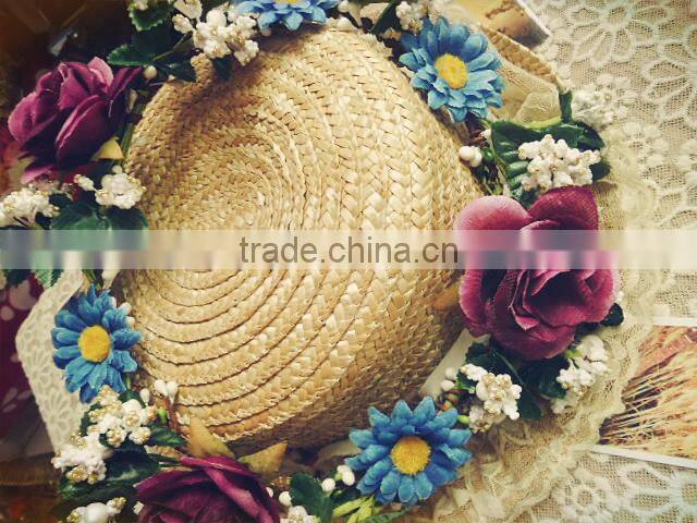 Handmade Artificial Silk Fabric Wedding Head Wreath Purple Rose Flower Wreath