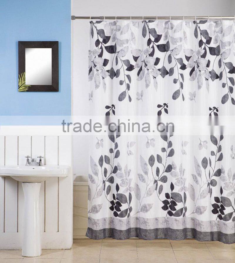 Leaf Design Printed Polyester Shower Curtain
