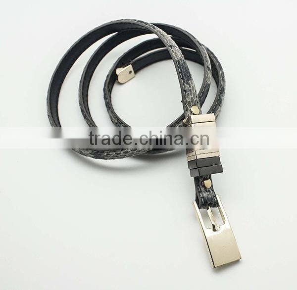 PU leather snake skin finish lady belt