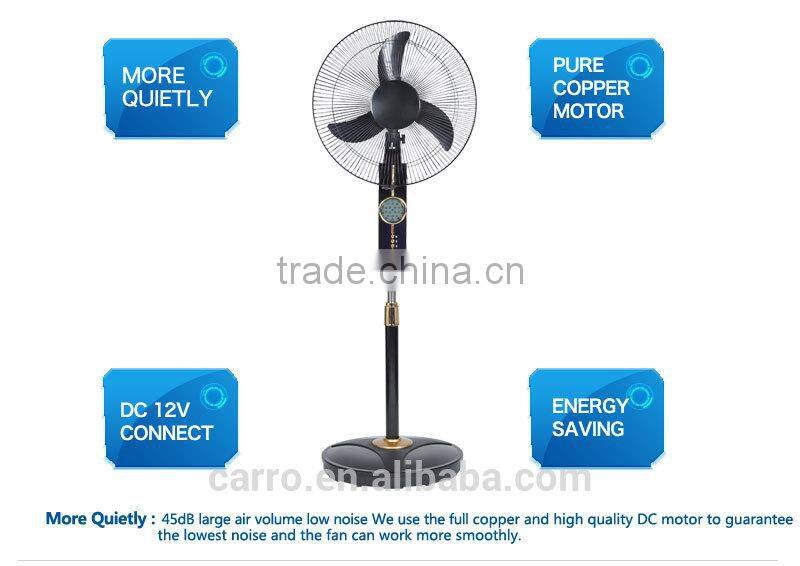 Carro Electrical 16inch 12v 15w indoor solar fan with led lights DC-12V16K2