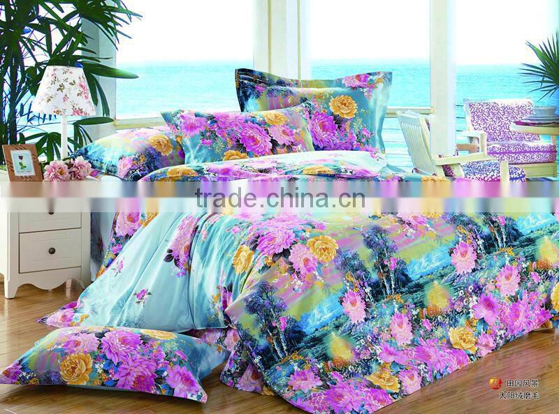 Hot sale cotton bed sheet quilt bedding sets reactive printed floral design soft and comfortable