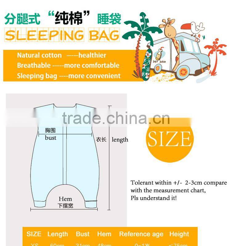 100% cotton Baby short sleeve sleeping bag for spring and summer fall pink style
