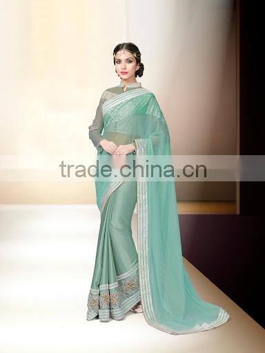 Marine Blue Georgette Saree
