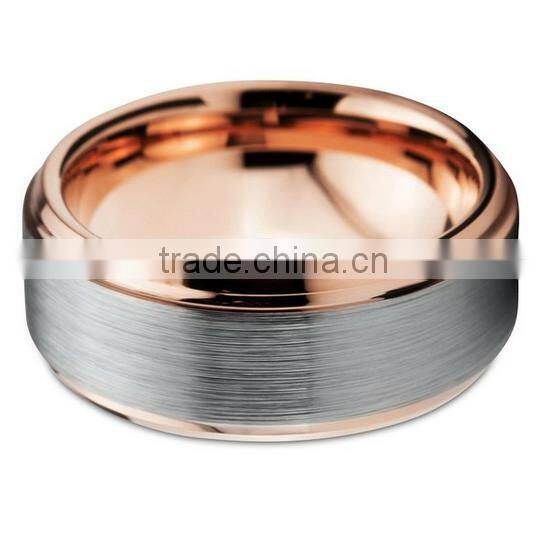 8MM Rose Gold Tungsten Carbide Ring, Brushed Two Tone Tungsten Carbide Ring, Hot Sale Tungsten Ring