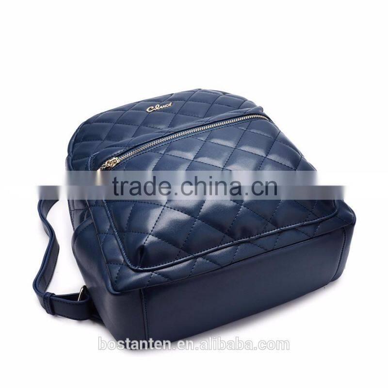 lattice style women waterproof leather backpack laptop shoulder bag zipper