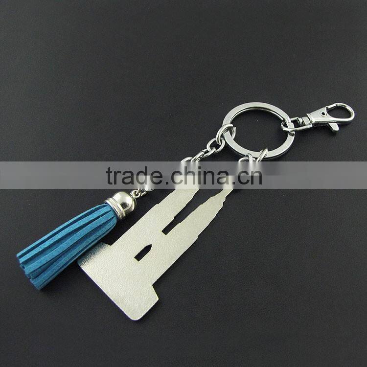 Black Customzied Leather Tassel Keychain