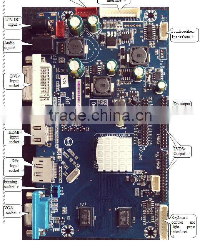 2560*1600 LCD Monitor Main Board with VGA+DVI-D+HDMI+DP+AUDIO+LED