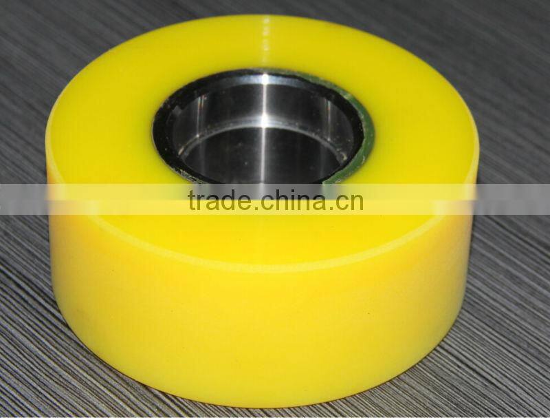 High abrasion resistant EN21 steel carousel urethane idler wheel