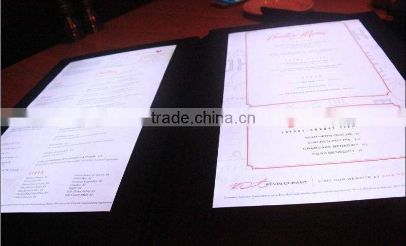 two led panels illuminated backlit menu folder