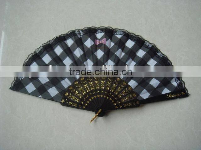 unique designed fabric with plastic folding fan