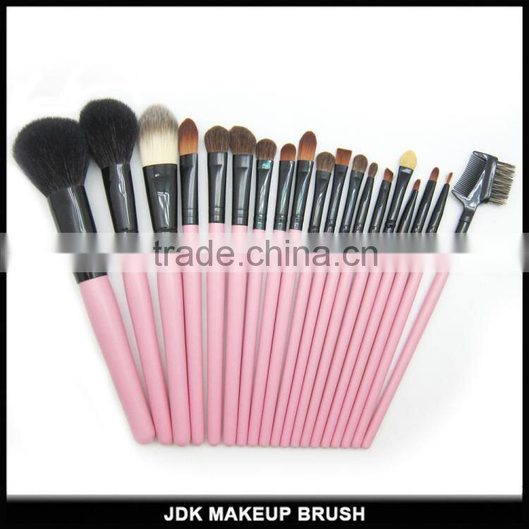 Goat and synthetic hair PINK 19 pcs makeup brush set with cup holder