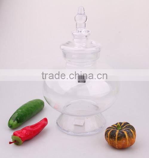 2014 new design blown glass canister with glass lid
