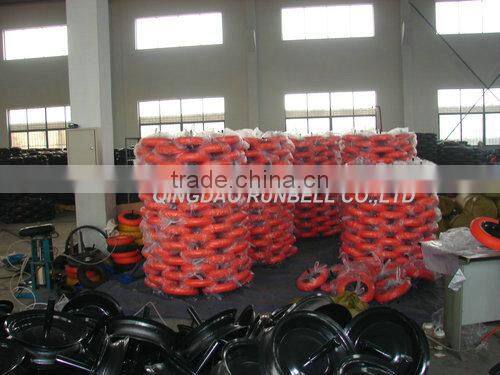 260x85mm Yellow PU Wheels Tyre Steel Rim Ball or Needle Bearing