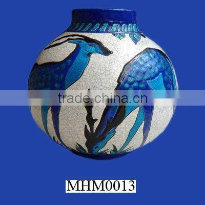 Geometric Enameled Ceramic Vase