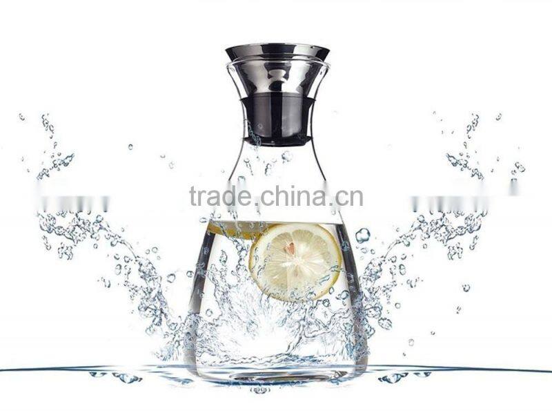 Glass Drip-free Carafe with Stainless Steel Silicone Flip-top Lid, Hot and Cold Water Pitcher, Tea/Coffee Maker