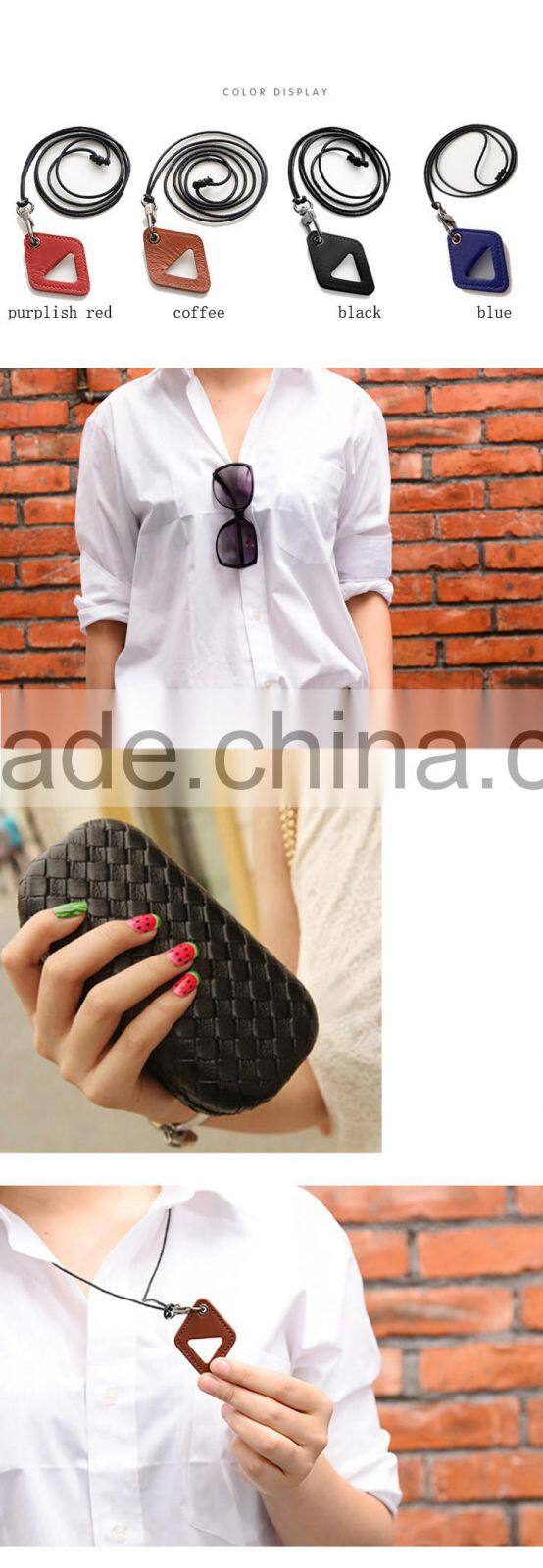 adjustable leather rhombus Pendant necklace shaped sunglasses rack holder