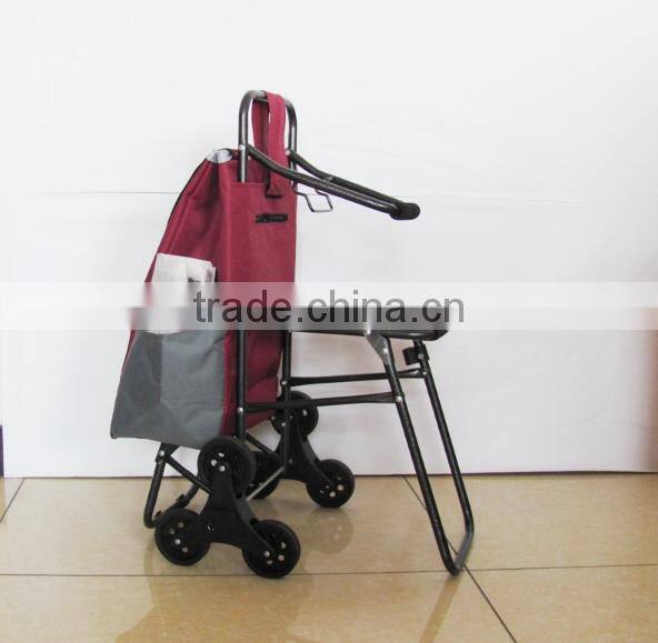 Stair Climbing Rolling Shopping Multipurpose Laundry Utility Cart with Seat