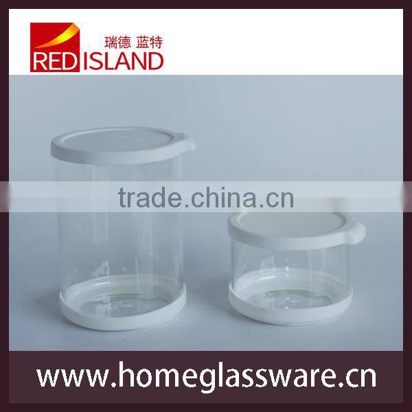 wholesale pyrex glass jar with silicone pad and lid
