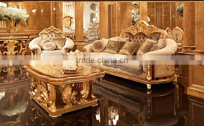 Royal Castle Golden Solid Wood Flower Stand Inlaid Wood Veneer, Noble Wood Carving Flower Rack Living Room Furniture Set