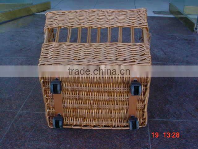 cheap personal Wicker shopping cart with 2 wheels wicker shopping baskets with wheels