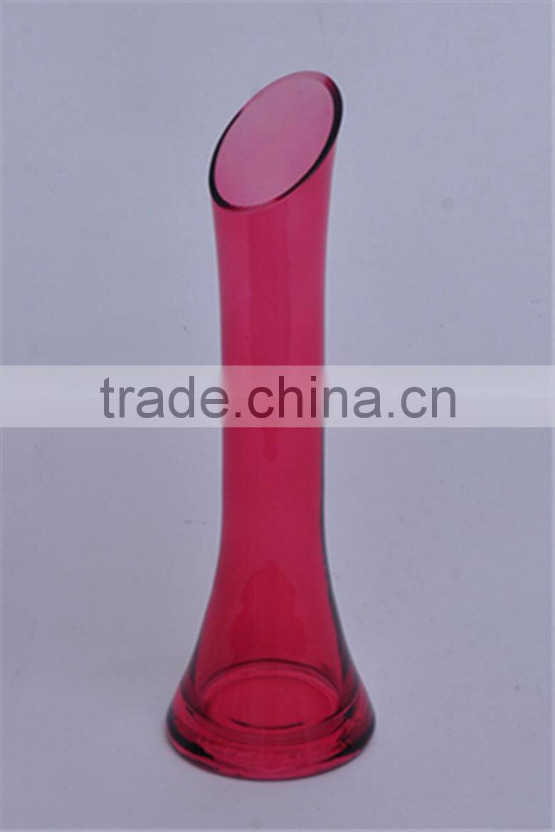 Cheap colored glass vases, restaurant table used glass vases, Single flower glass vases
