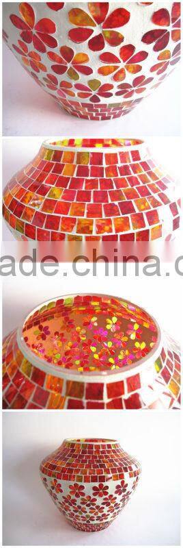 Gift Items Home Glass Mosaic Ornament Patterned Chinese Antique Tall Flower Vases for Weddings