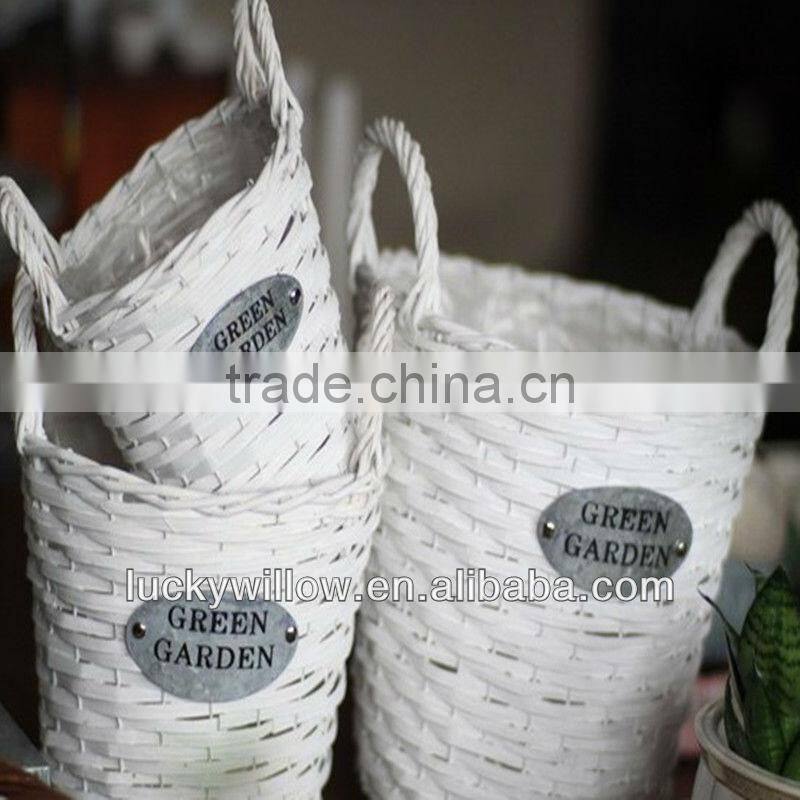 willow woven white wicker garden basket