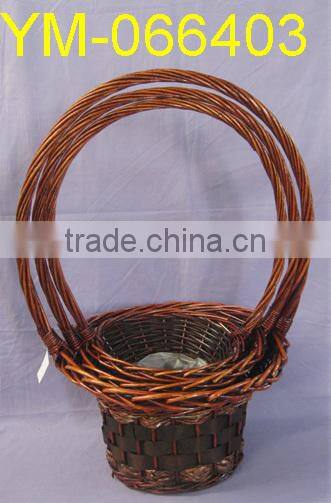 Brwon Willow Gift Basket For Planting Flowers