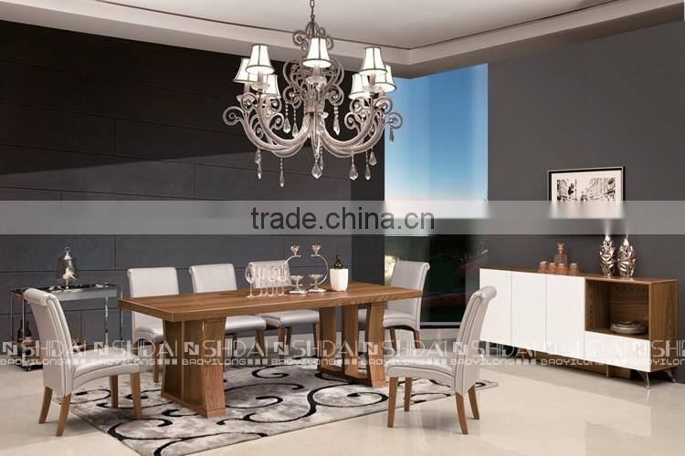 HOT SALE Walnut Veneer Modern Wooden Dining Table Set A-18RE