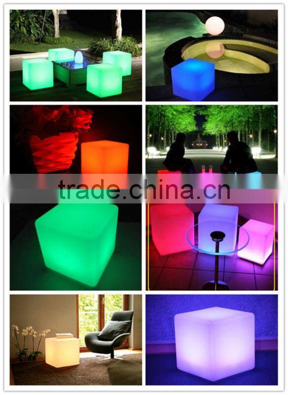 Energy saving 16 Colors Change led Plastic cube chair lighting with recahrgeable table
